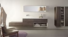 Wall-hung washbasin cabinet OAK TEMPO DARKlaminatemetalresin