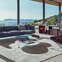Contemporary coffee table Grasshopperwood veneertempered glasslaminate