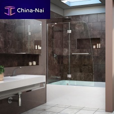 Swing bath screen AQUAfixedtempered glassframed