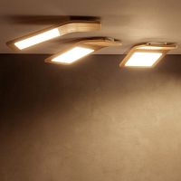 Contemporary ceiling light BUTTERFLYrectangularwoodenLED
