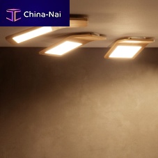Contemporary ceiling light BUTTERFLYrectangularwoodenLED