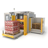 Robotic palletizer low level infeedpalletframe