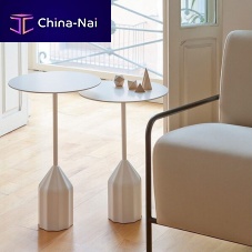 Contemporary side table Burin Minilacquered MDFpowder-coated steel baseround