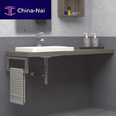 Wooden vanity top 123with towel rack