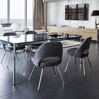 Contemporary dining table USM Hallerglassmetalmetal base