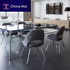 Contemporary dining table USM Hallerglassmetalmetal base