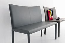 Contemporary upholstered bench ROBBYleatherwith backrestgray