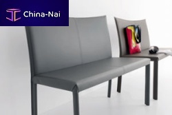 Contemporary upholstered bench ROBBYleatherwith backrestgray