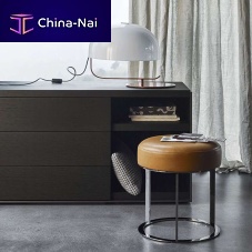 Contemporary stool Frankleatherfabricsteel base