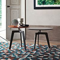 Contemporary side table Lotuswood veneerlacquered woodceramic
