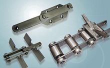Roller transfer chain for the mining industry