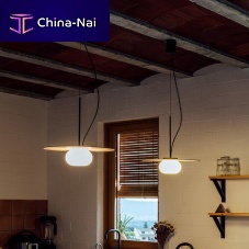 Pendant lamp KNOCKblown glassashvarnished wood