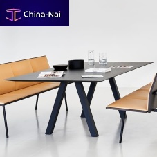 Contemporary table TrestleashMDFnatural oak