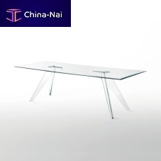 Contemporary dining table ALISTER glassrectangularround