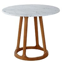 Contemporary table KRUHY solid woodmarbleround