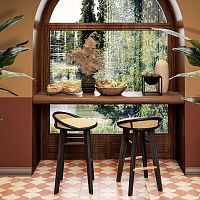 Contemporary bar stool Brummellcottonwalnutrattan