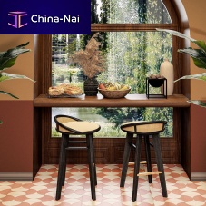 Contemporary bar stool Brummellcottonwalnutrattan