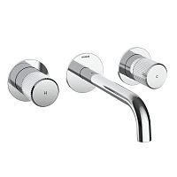 Double-handle washbasin mixer tap Z00910wall-mountedbrassbathroom
