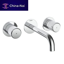 Double-handle washbasin mixer tap Z00910wall-mountedbrassbathroom