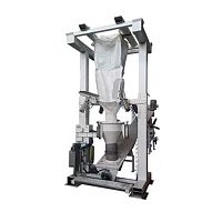 Vibrating big bag unloading machine with lifting device