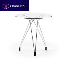 Contemporary side table DIAMONDglasschromed metal baseround