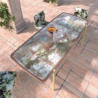 Contemporary dining table Antares woodenglassmetal base