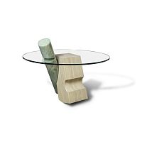 Contemporary side table PIERCEtempered glasstravertine basecircular