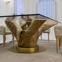 Design table NATUREwoodglasshardwood base