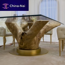 Design table NATUREwoodglasshardwood base