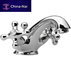 Double-handle washbasin mixer tap V5112countertopchrome-plated brassbathroom