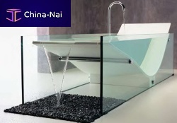 Free-standing bathtub LE COBSolid Surfaceglasswhite