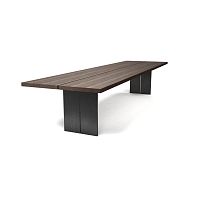 Contemporary table SHAREoiled woodlacquered metal steel baserectangular
