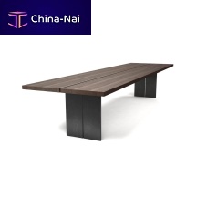 Contemporary table SHAREoiled woodlacquered metal steel baserectangular