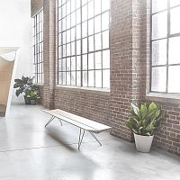 Contemporary bench PATKAU solid woodstainless steelwithout backrest