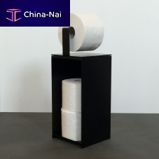 Floor-mounted toilet roll holder FRANZstainless steelblacksatin