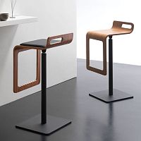 Contemporary bar stool SGABYleatherwoodenwith footrest