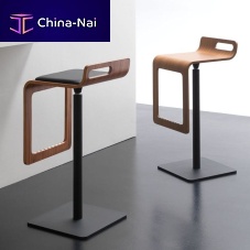 Contemporary bar stool SGABYleatherwoodenwith footrest