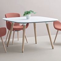Contemporary table PHLOXwoodenmetal basecurved