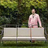 Traditional sofa SIAMbeigesteel3-seater