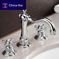 Double-handle washbasin mixer tap 307TRcountertopchromed metalbathroom