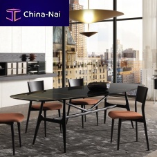Scandinavian design table GAUDI solid woodstained woodwood veneer base
