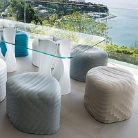 Contemporary pouf River stonepolyurethaneroundoval