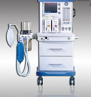 Pediatric anesthesia workstation S6100Atrolley-mountedwith gas scavenging systemwith electronic gas mixer