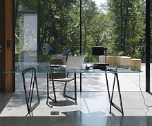 Contemporary table Quadror 02tempered glassmetal baserectangular