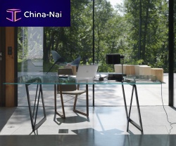 Contemporary table Quadror 02tempered glassmetal baserectangular