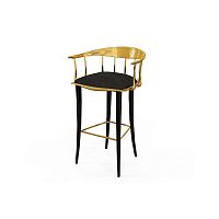 Classic bar stool N11 BAR STOOLfabricpolished brass baselacquered wood base