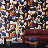 Interior wall-covering ORE velvetpolyesterprinted