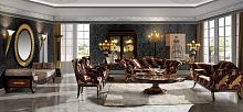 New Baroque design sofa BUENA fabricbrown3-seater