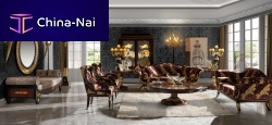 New Baroque design sofa BUENA fabricbrown3-seater
