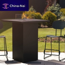 Contemporary high bar table Square Table Highgalvanised steeltempered glasssteel base